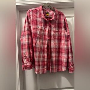 Cabela's Pink and White Checkered Button-Up Shirt